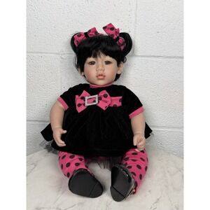 Adora Baby Doll 19" Black Hair Pigtails Porcelain Limbs Pink Outfit + Pig Outfit